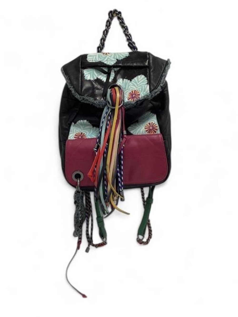 Diesel leather tassel fringe multicolor backpack